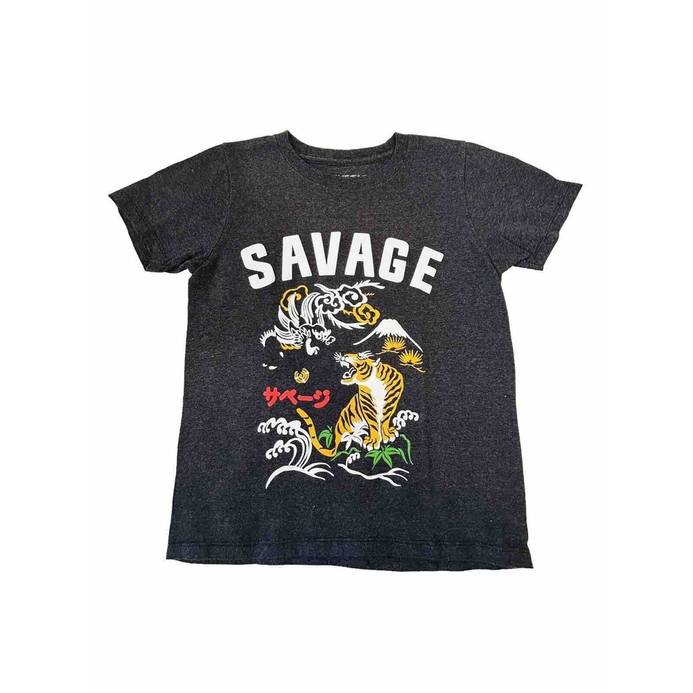 Hustle Avenue-Savage “Asian Tiger” Graphic-Long Sleeve-Black-Shirt-Boys Sm.-Used